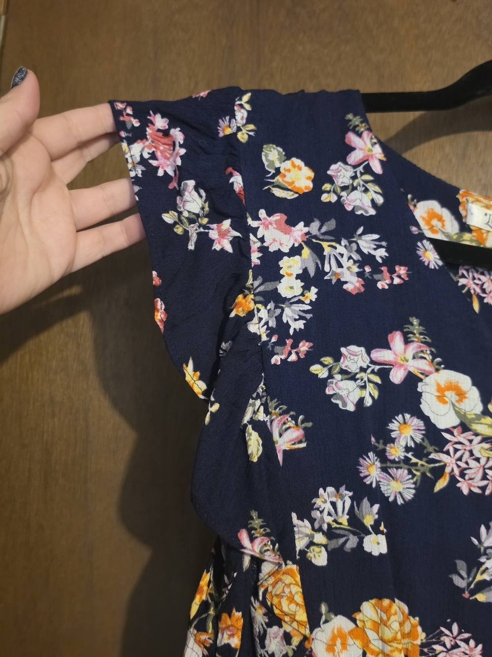 NWT Floral Navy Midi Dress with Pink & Yellow Blooms - Picture 6 of 7